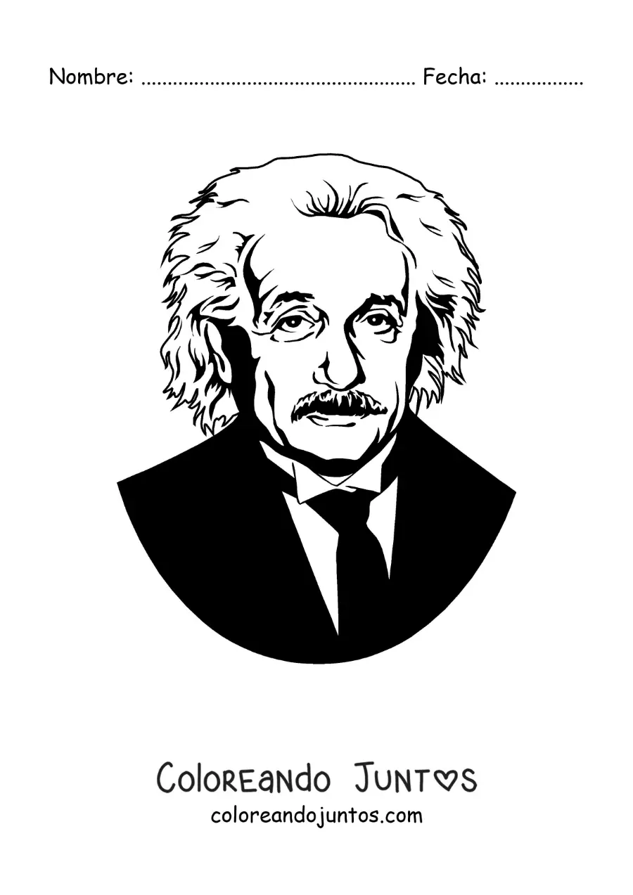 Imagen para colorear de un retrato de Albert Einstein