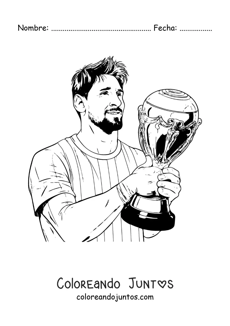 Imagen para colorear de Lionel Messi campeón del mundo