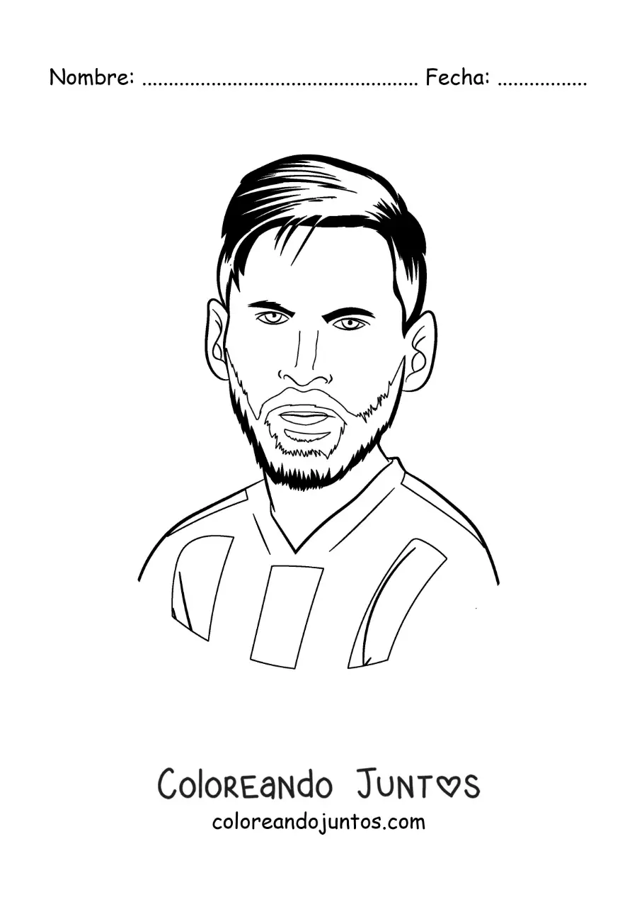 Imagen para colorear de una caricatura de Messi con barba