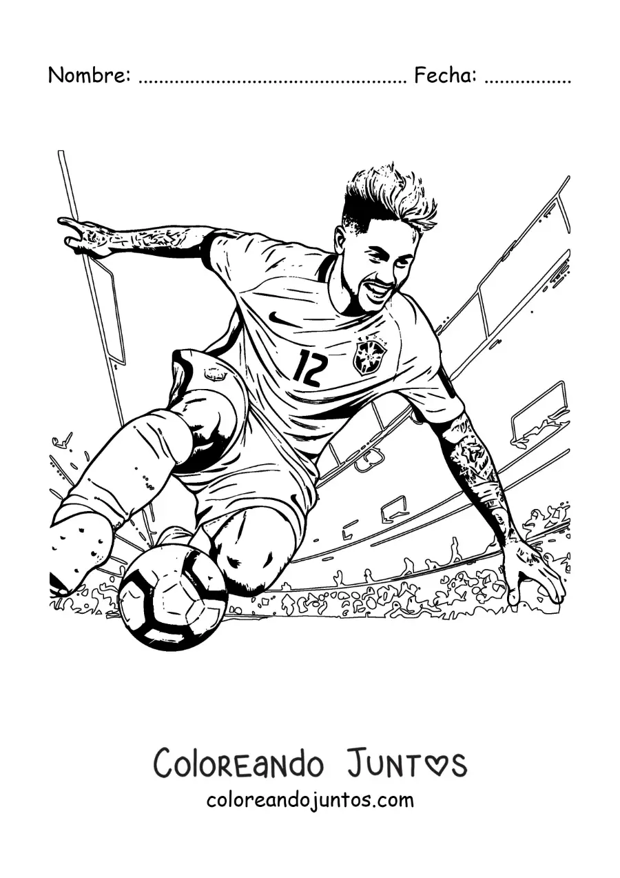 Imagen para colorear de Neymar anotando un gol