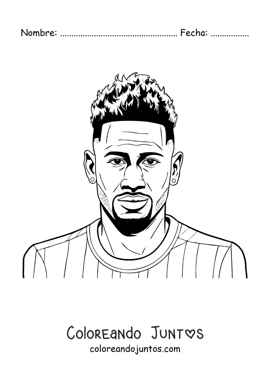 Imagen para colorear de un retrato realista de Neymar