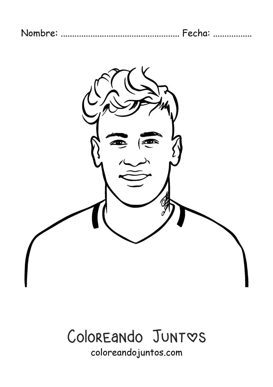 Imagen para colorear de Neymar joven animado