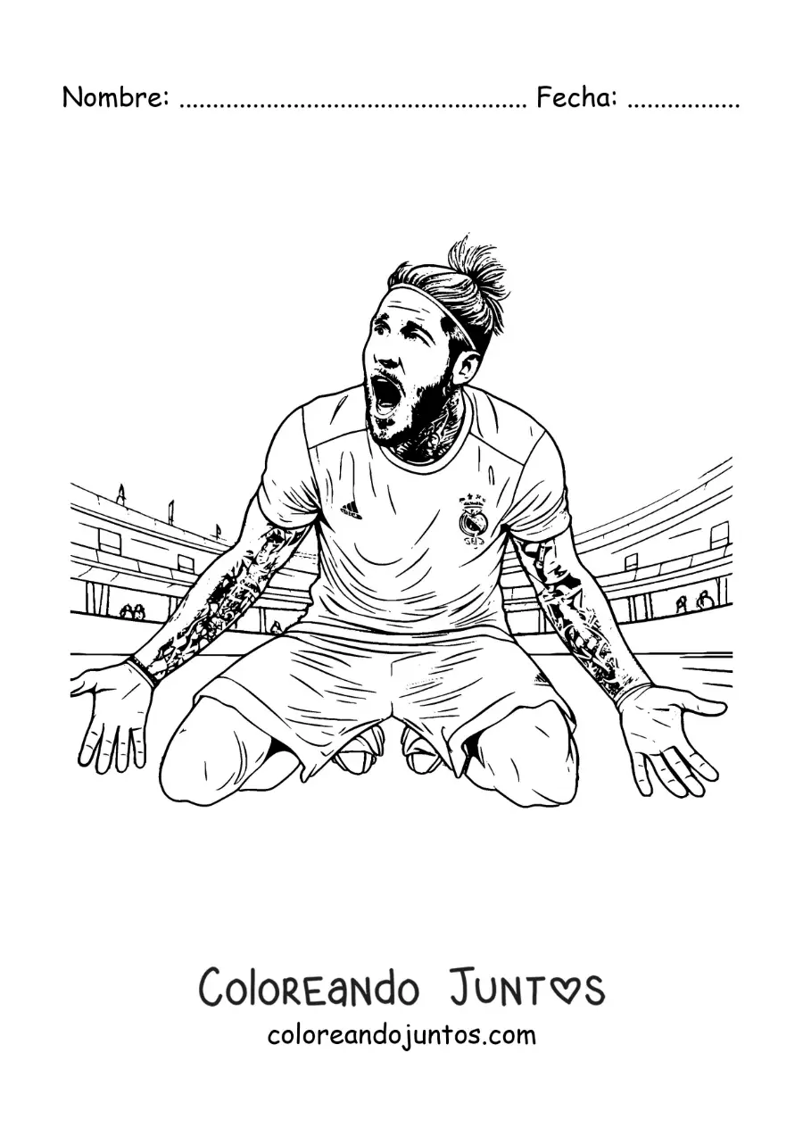 Imagen para colorear de Sergio Ramos celebrando un gol