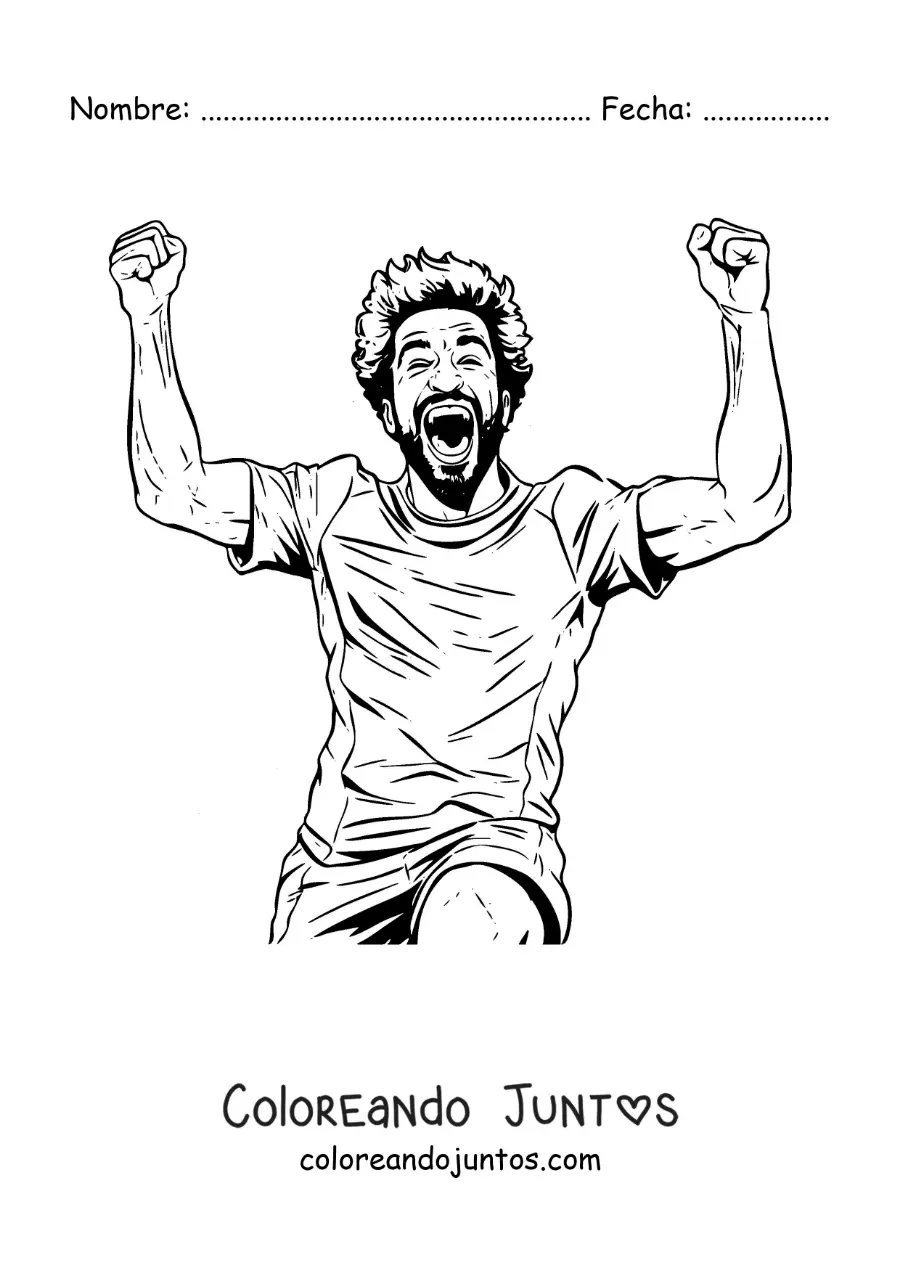 Imagen para colorear de Mohamed Salah celebrando un gol