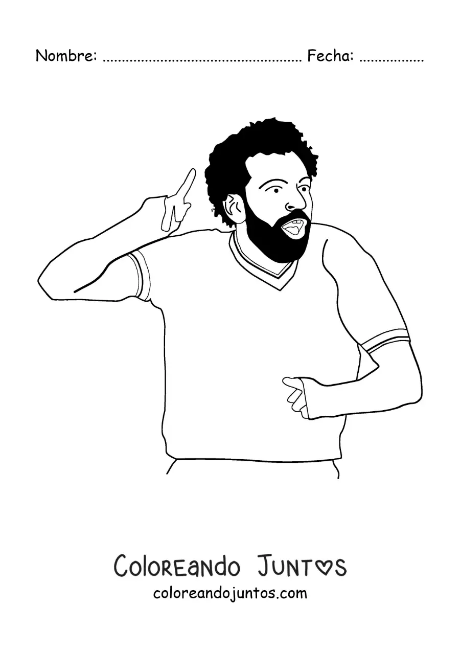 Imagen para colorear de caricatura de Mohamed Salah