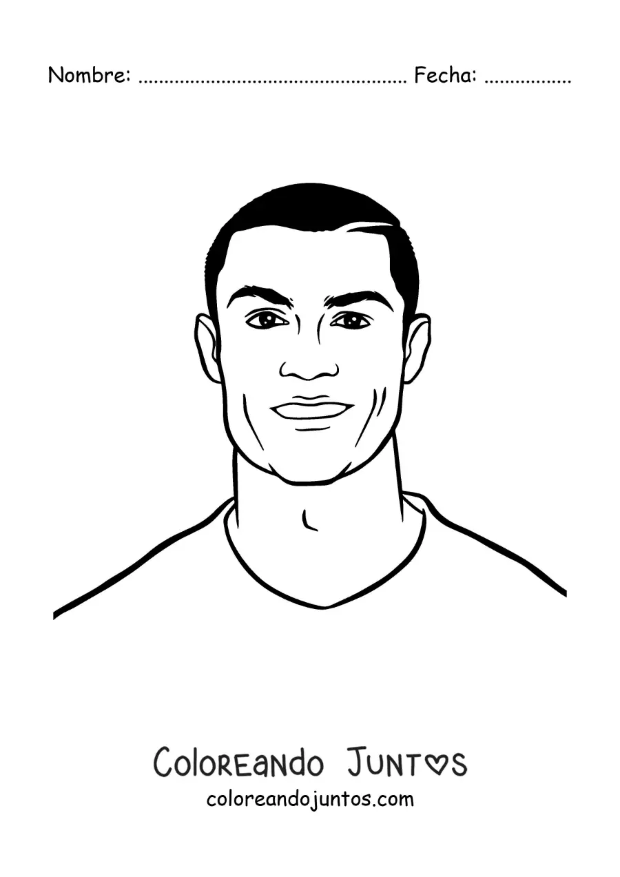 Imagen para colorear de retrato de Cristiano Ronaldo fácil