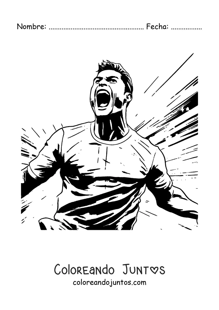 Imagen para colorear de Cristiano Ronaldo celebrando