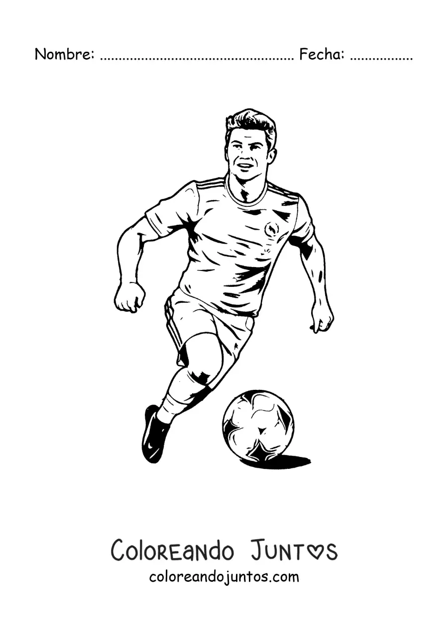 Imagen para colorear de Cristiano Ronaldo animado jugando fútbol