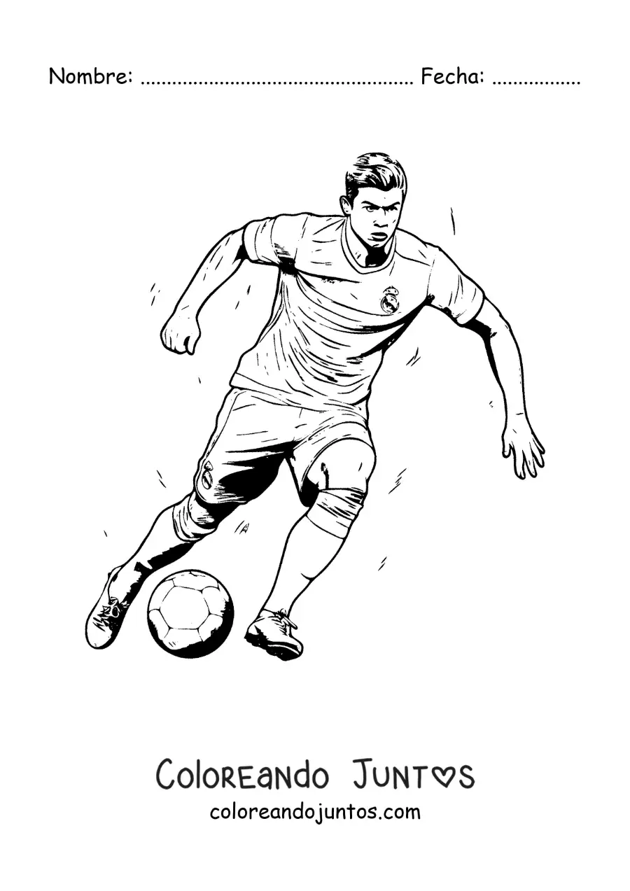 Imagen para colorear de Cristiano Ronaldo anotando un gol