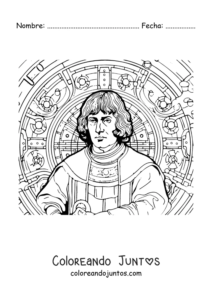 Imagen para colorear de Nicolás Copérnico animado