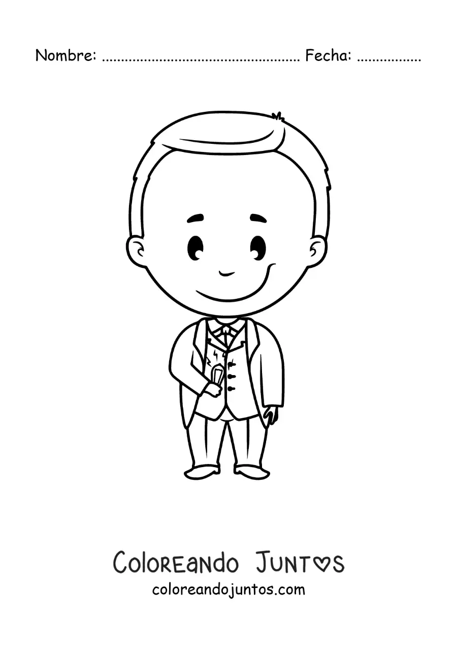 Imagen para colorear de Thomas Edison kawaii