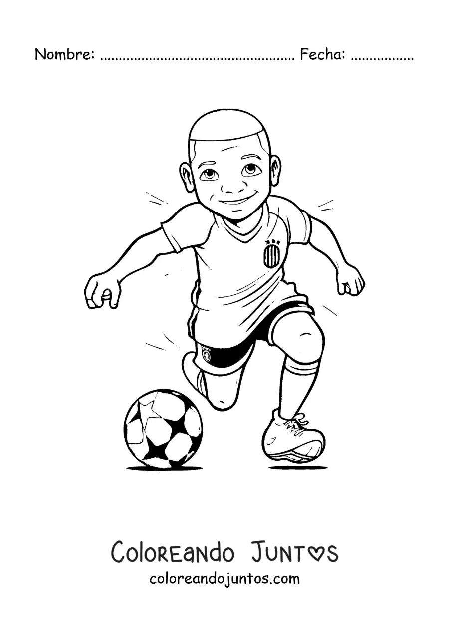Imagen para colorear de caricatura de Kylian Mbappé
