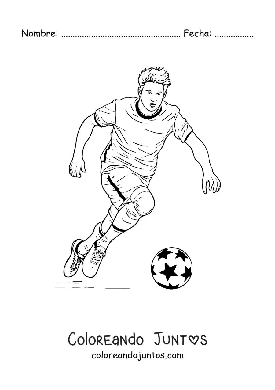 Imagen para colorear de Kevin De Bruyne animado jugando fútbol
