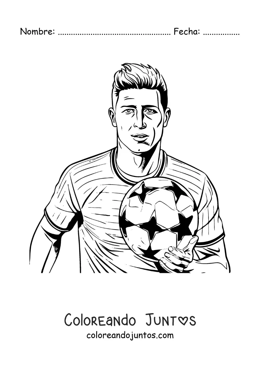 Imagen para colorear de Robert Lewandowski animado con un balón de fútbol
