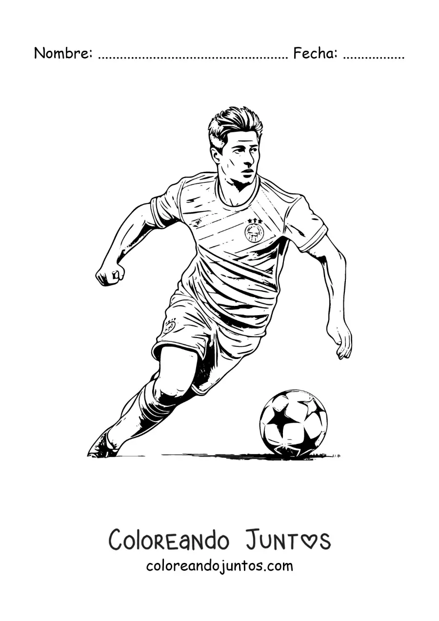 Imagen para colorear de Robert Lewandowski animado jugando fútbol