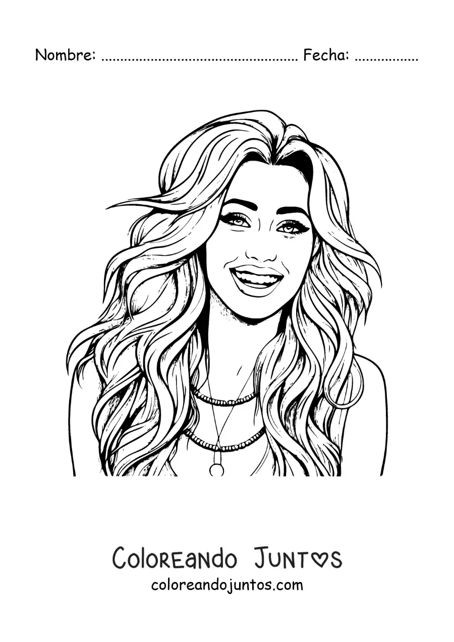 Imagen para colorear de caricatura de Miley Cyrus en hannah montana