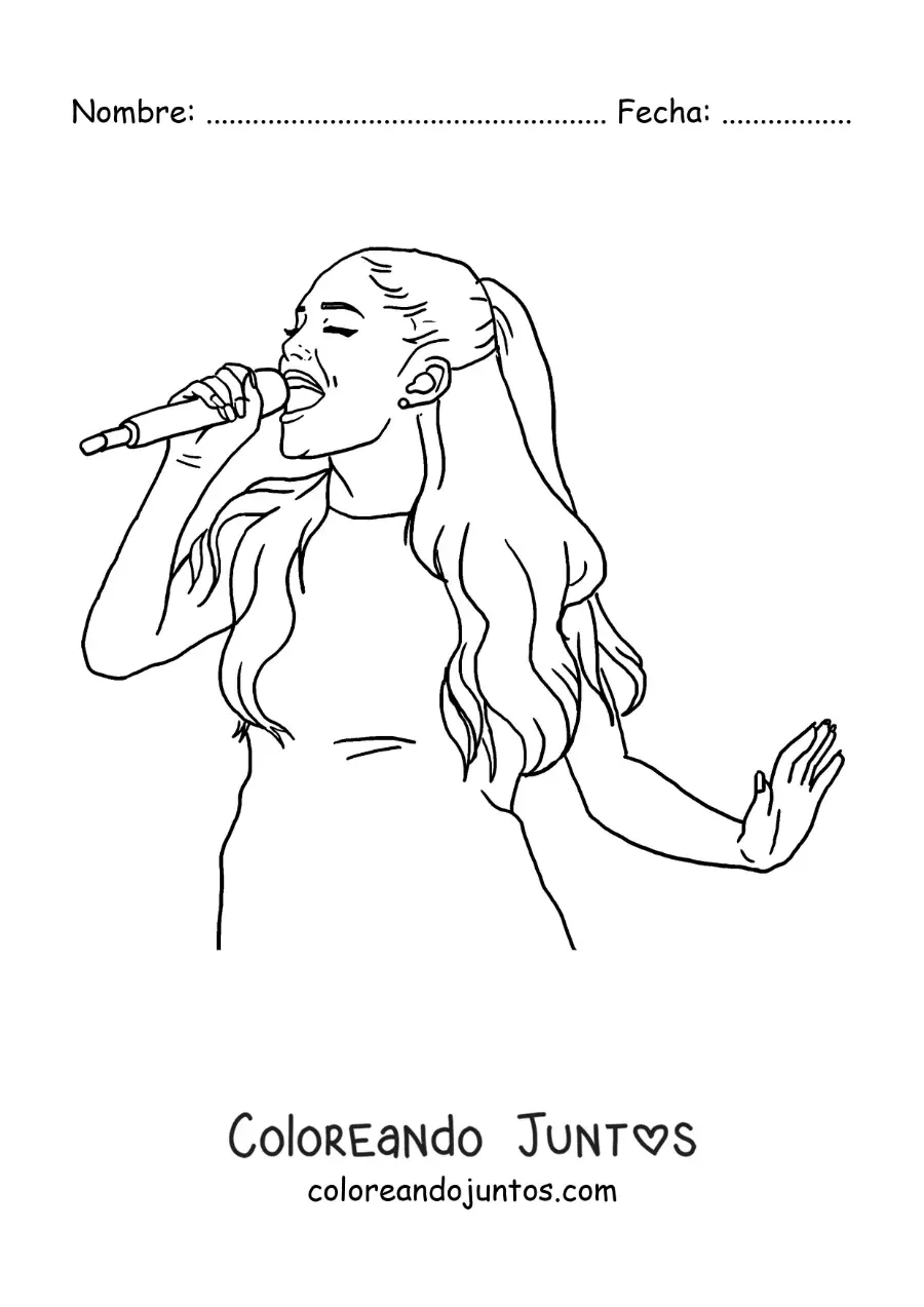 Imagen para colorear de Ariana Grande animada cantando