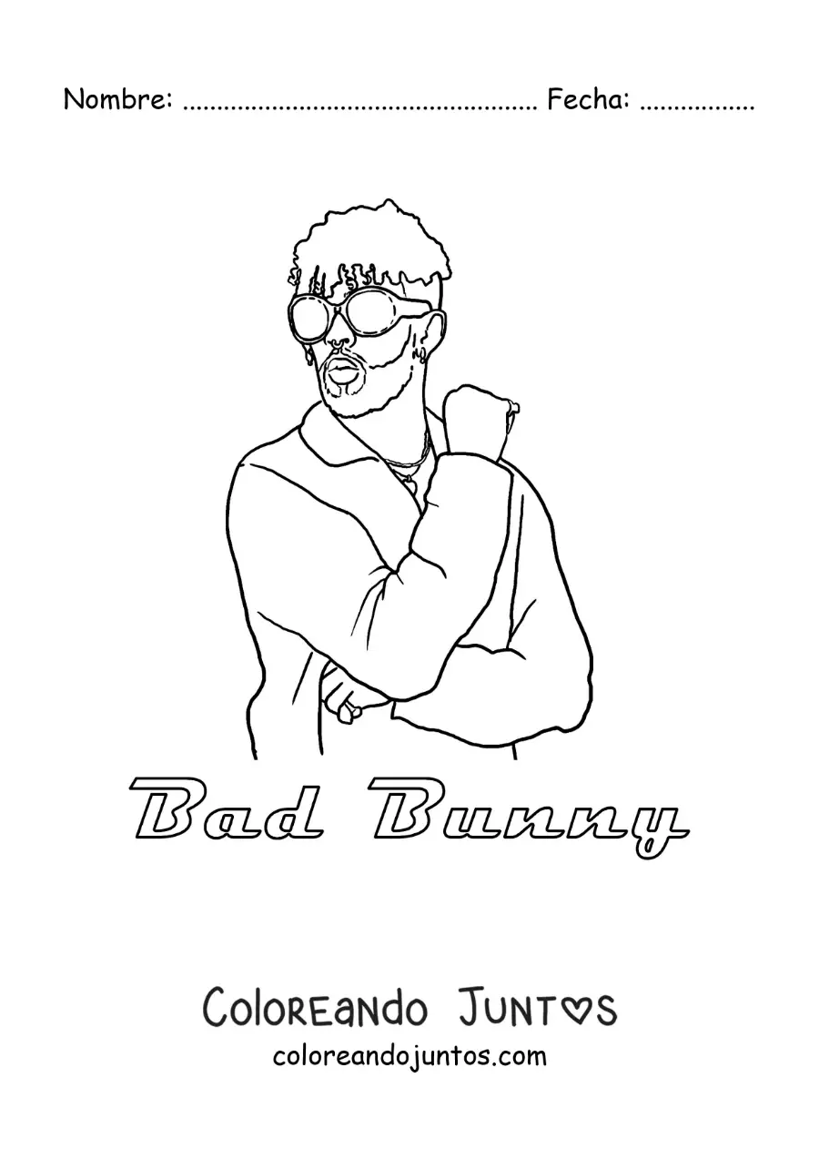 Imagen para colorear de Bad Bunny animado con su nombre