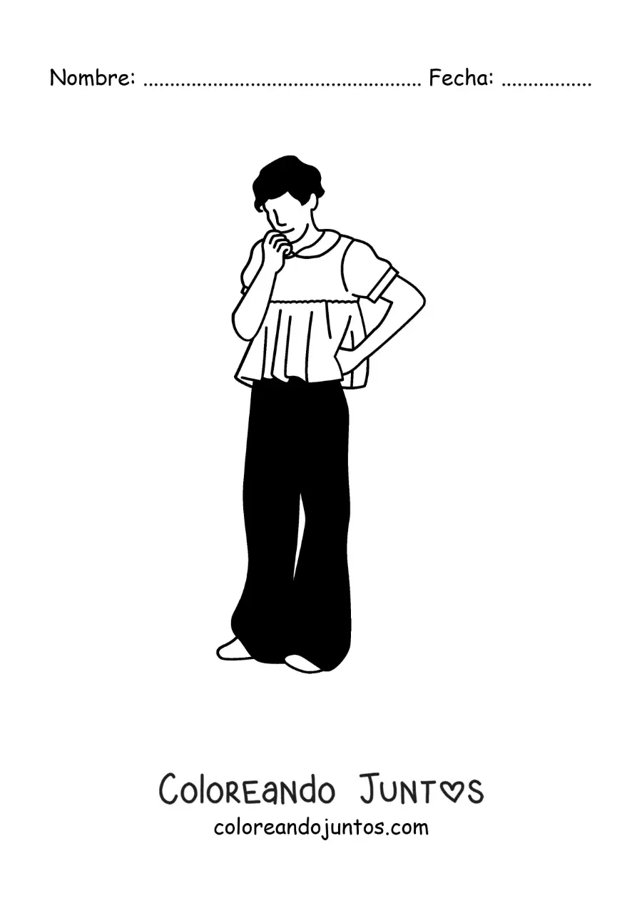 Imagen para colorear de silueta de Harry Styles de su álbum Harry's House