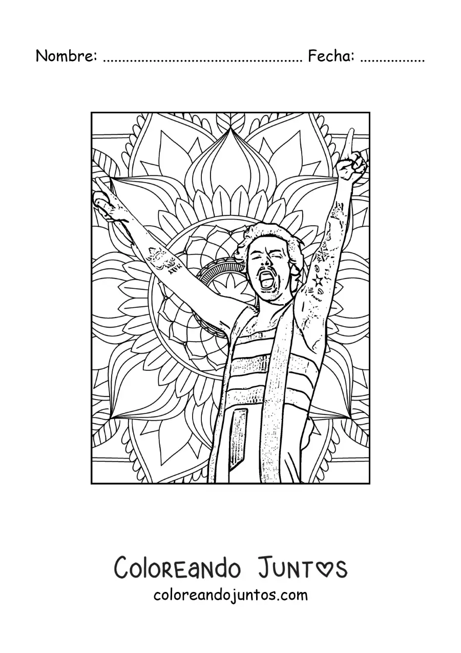 Imagen para colorear de mandala de Harry Styles cantando