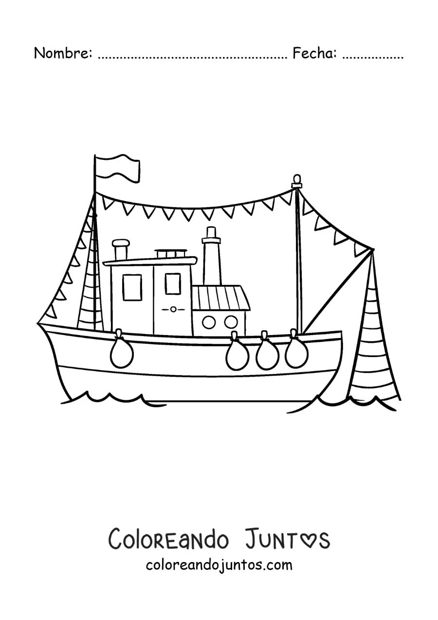 Imagen para colorear de barco pesquero