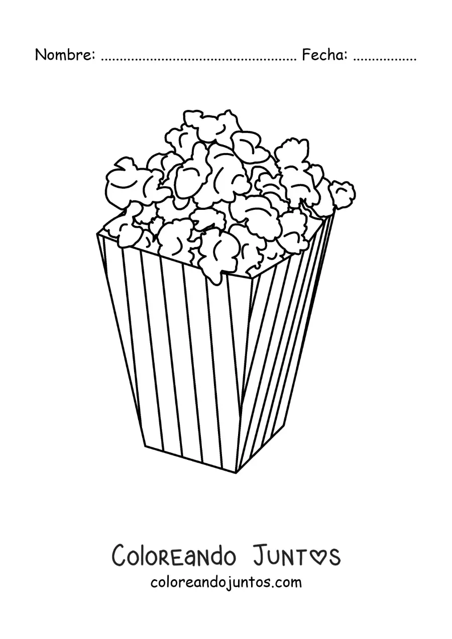 Imagen para colorear de palomitas de maíz del cine