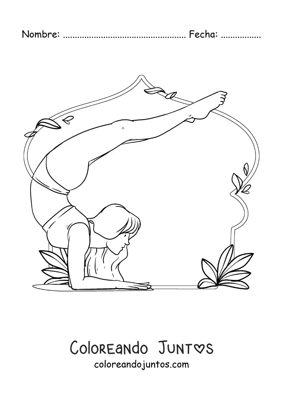 Imagen para colorear de una mujer haciendo yoga