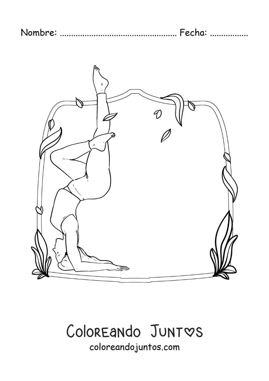 Imagen para colorear de una joven practicando yoga