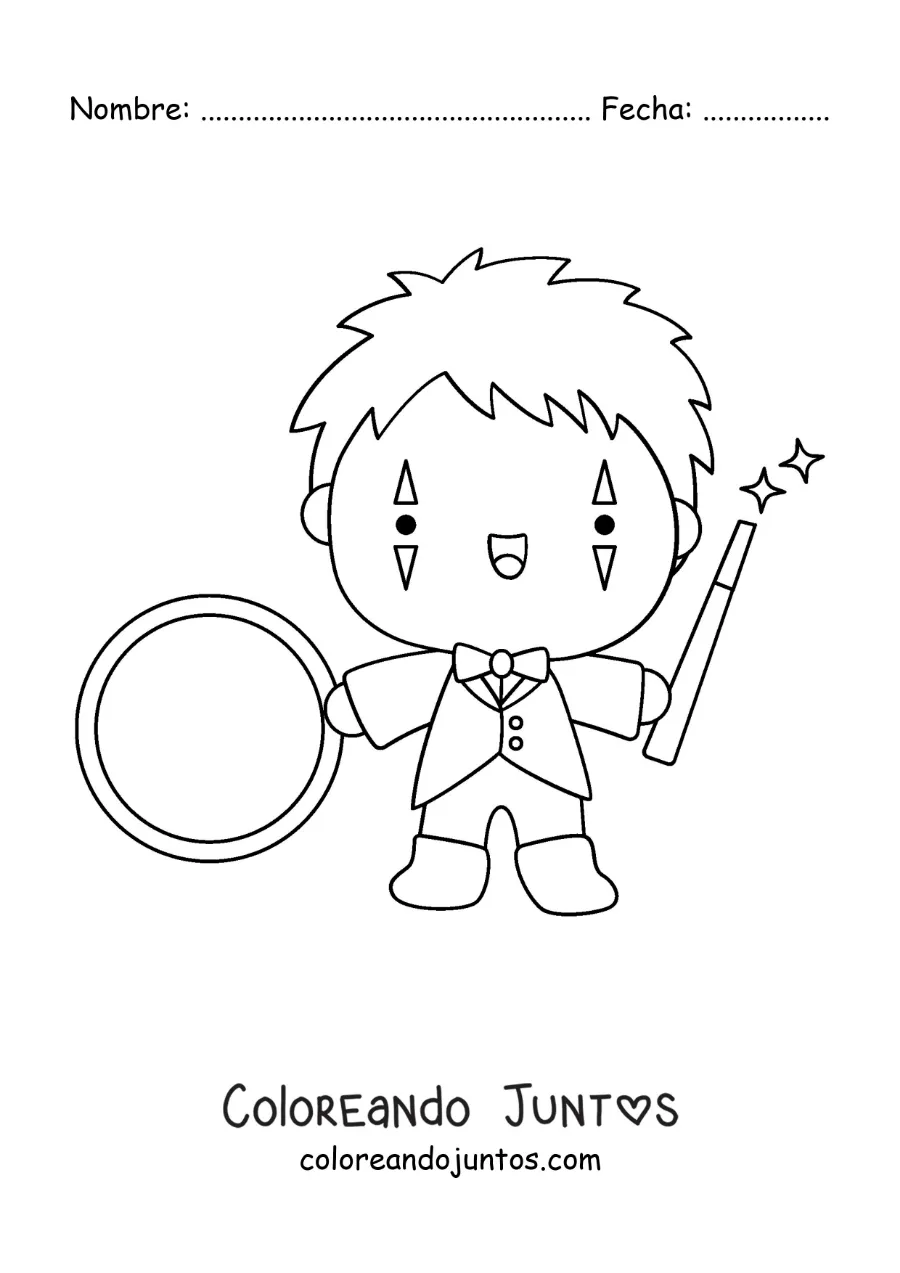 Imagen para colorear de un domador de circo animado