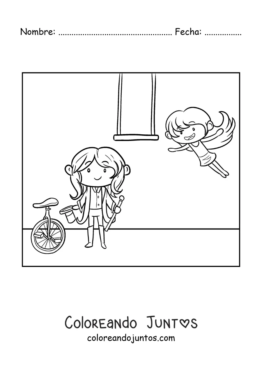 Imagen para colorear de dos acróbatas de circo