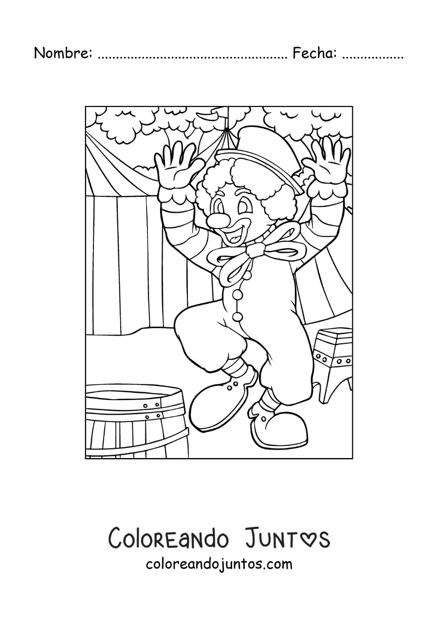 Imagen para colorear de un payaso en el circo