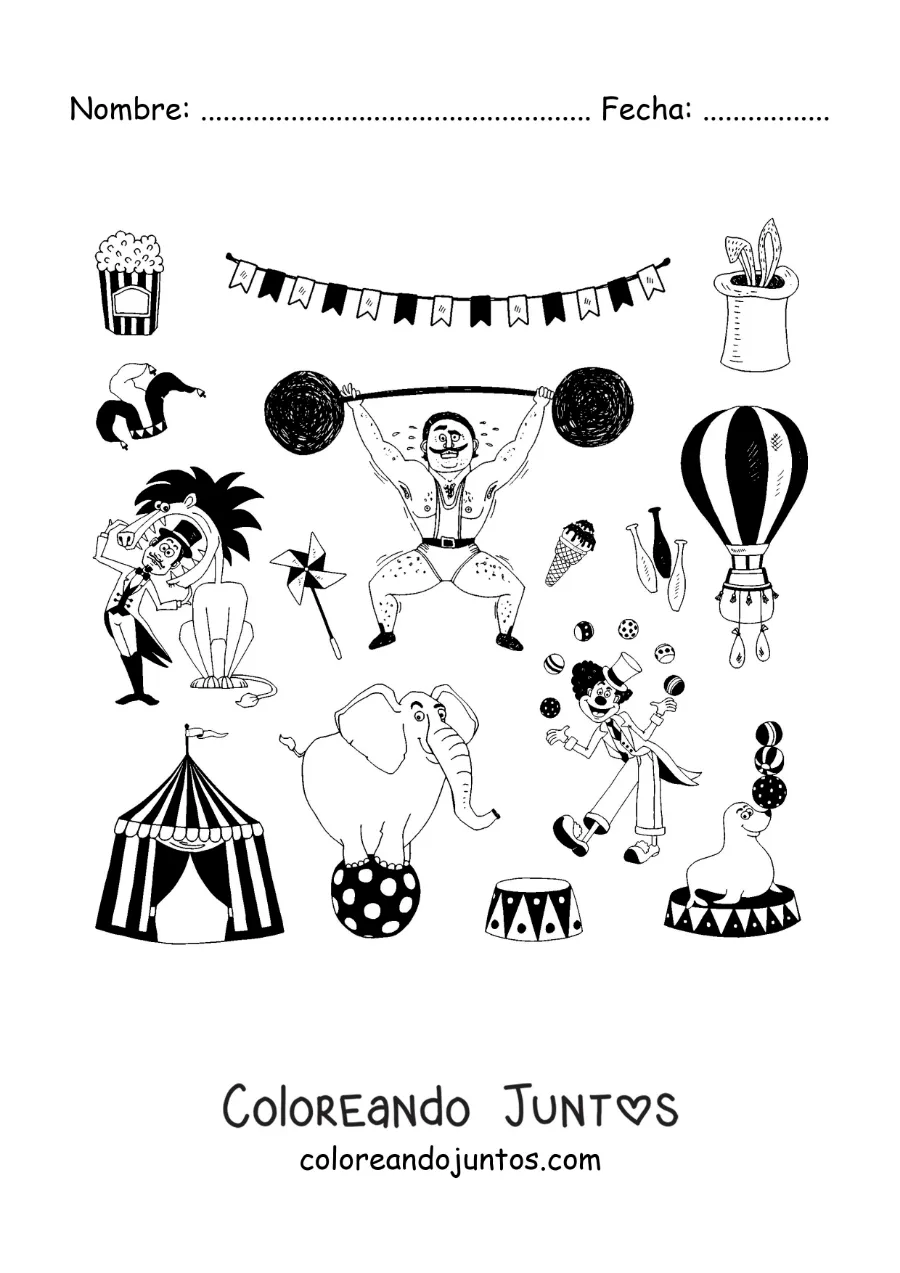 Imagen para colorear de personajes de circo animados