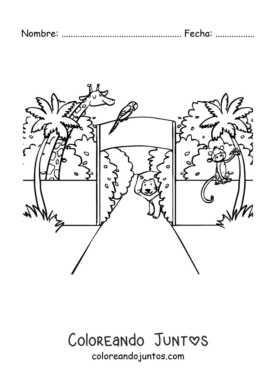 Imagen para colorear de la entrada de un parque zoológico