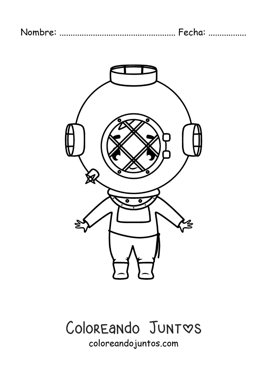Imagen para colorear de un buzo con casco