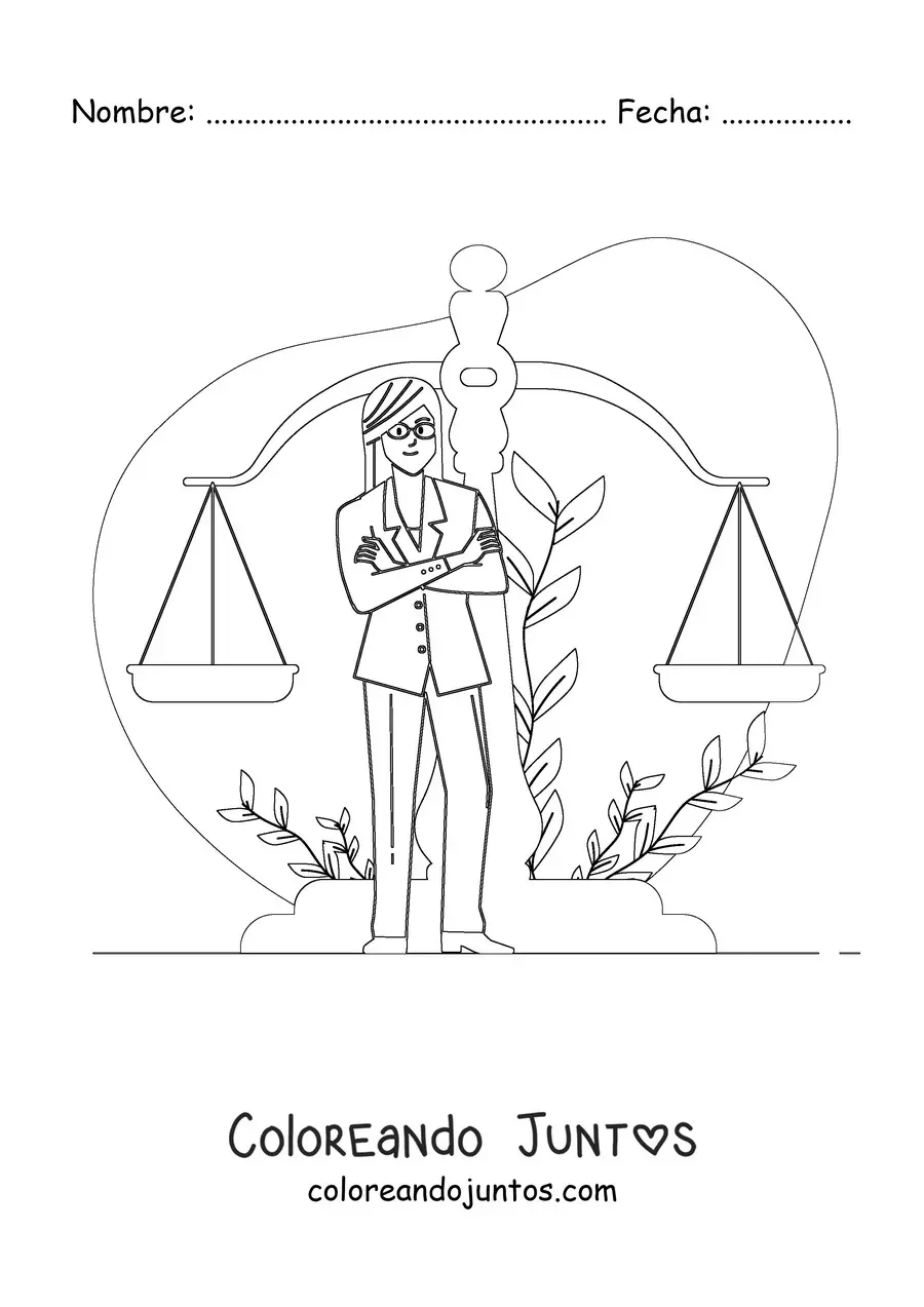 Imagen para colorear de una mujer abogado