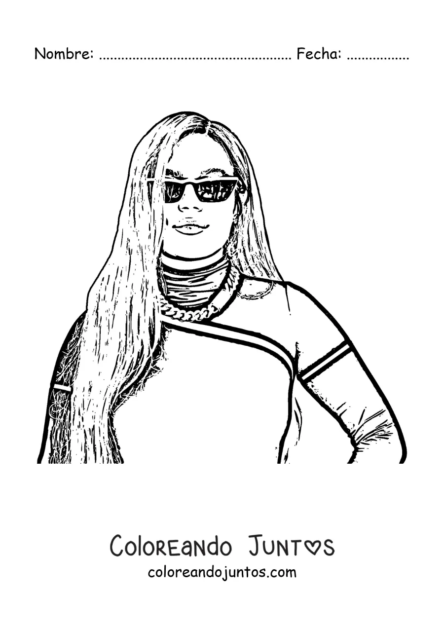 Imagen para colorear de Karol G con lentes de sol