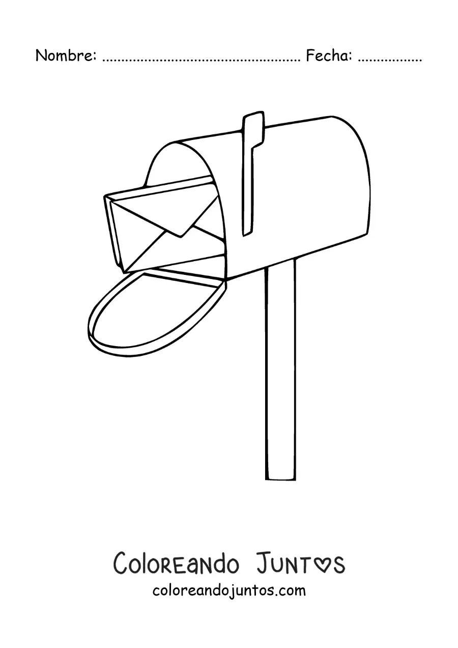 Imagen para colorear de una carta en un buzón