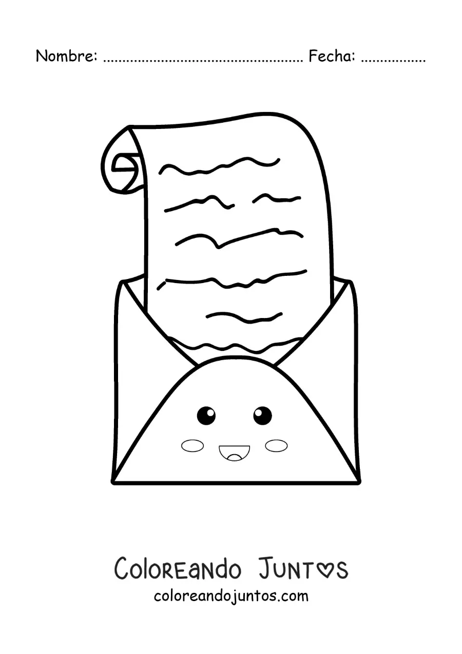 Imagen para colorear de una carta animada