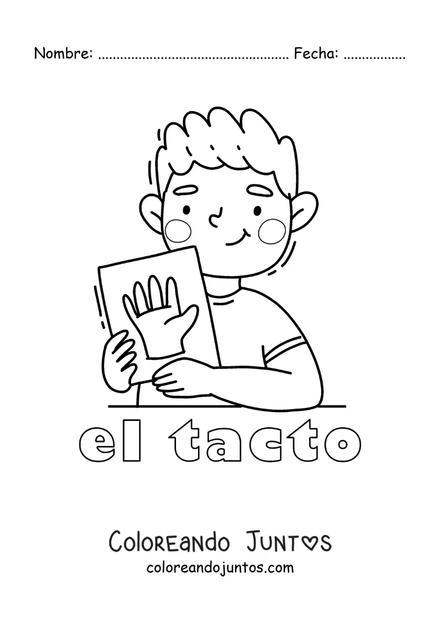 Imagen para colorear de un niño mostrando su nariz