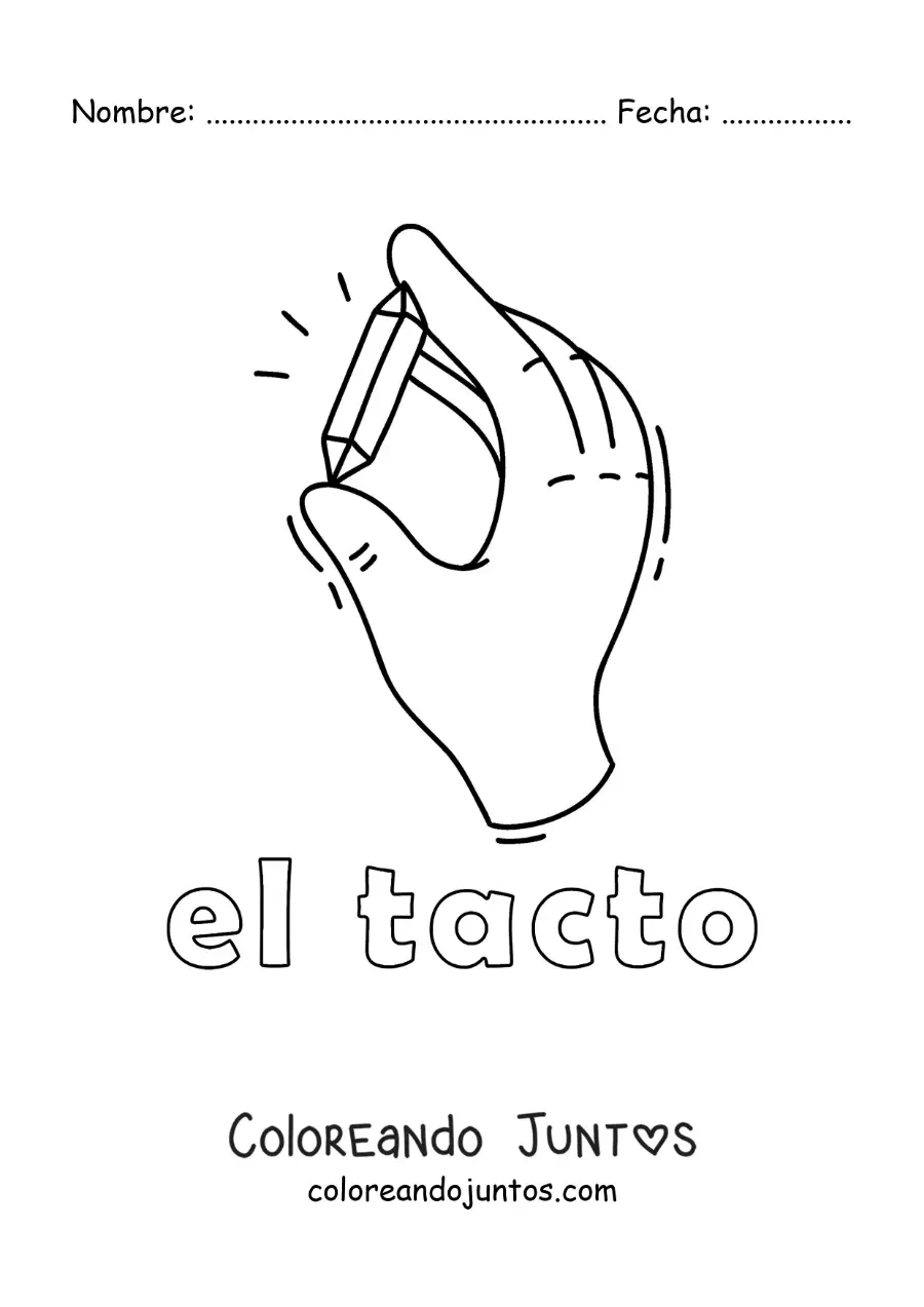 Imagen para colorear de una mano tocando un cristal