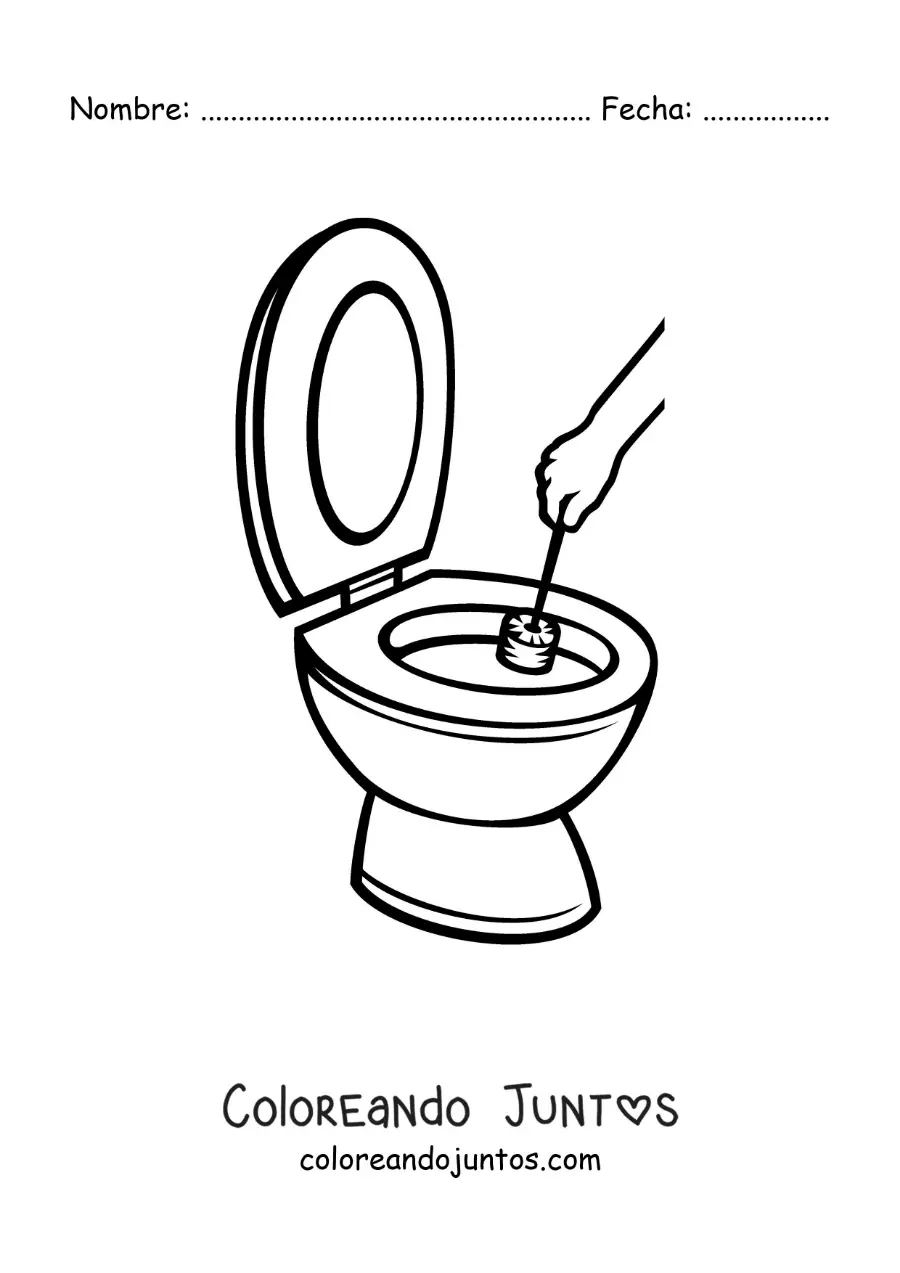 Imagen para colorear de una mano limpiando una poceta
