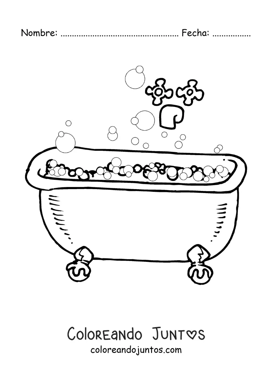 Imagen para colorear de una bañera con espuma