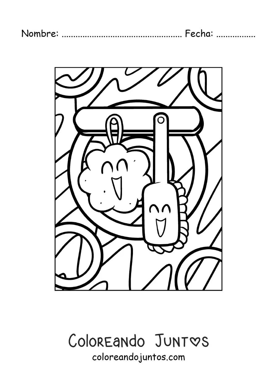 Imagen para colorear de una esponja para el cuerpo y un cepillo animados