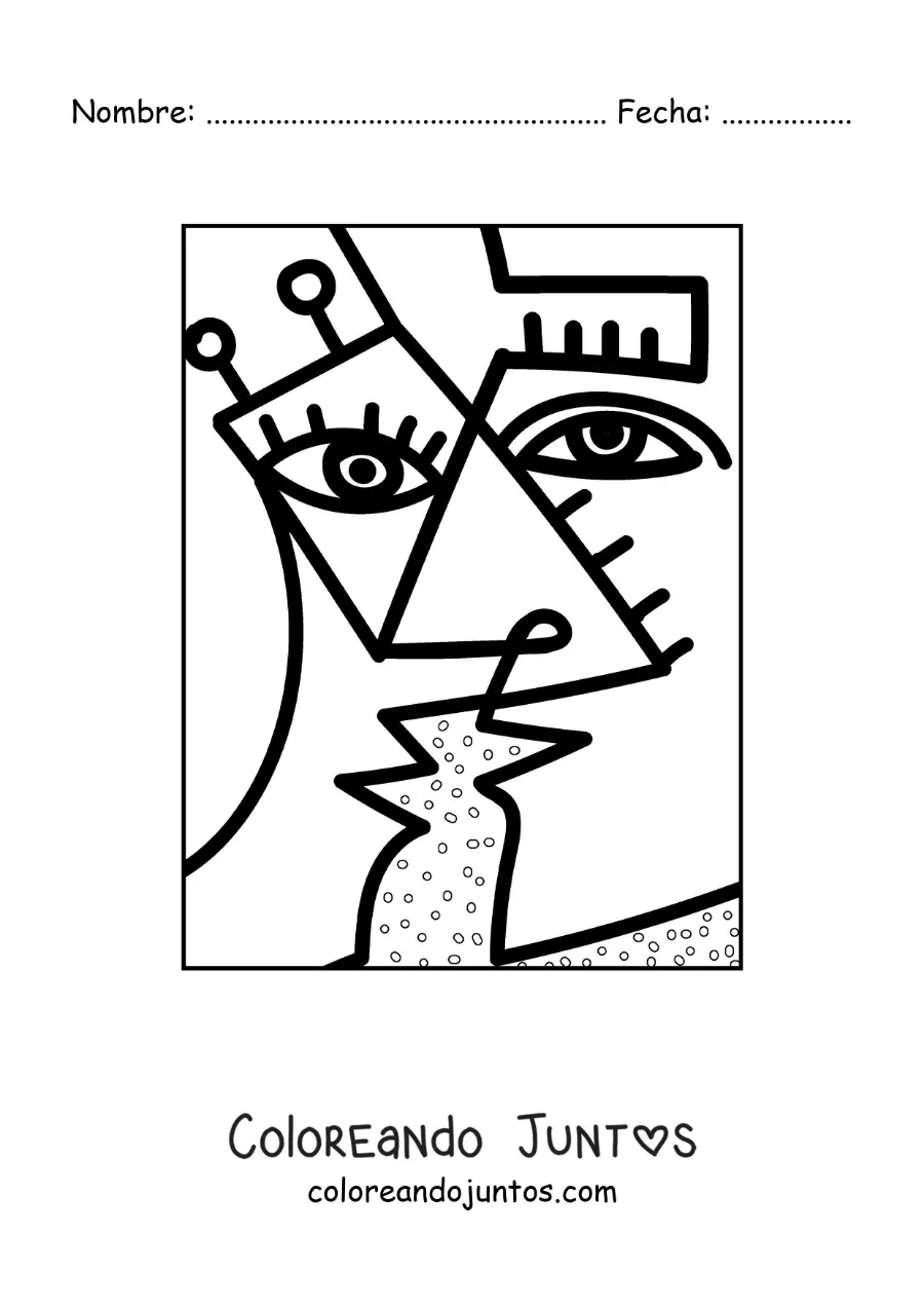 Imagen para colorear de arte moderno al estilo de pablo picasso