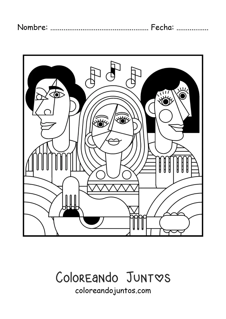 Imagen para colorear de el cubismo de picasso para niños