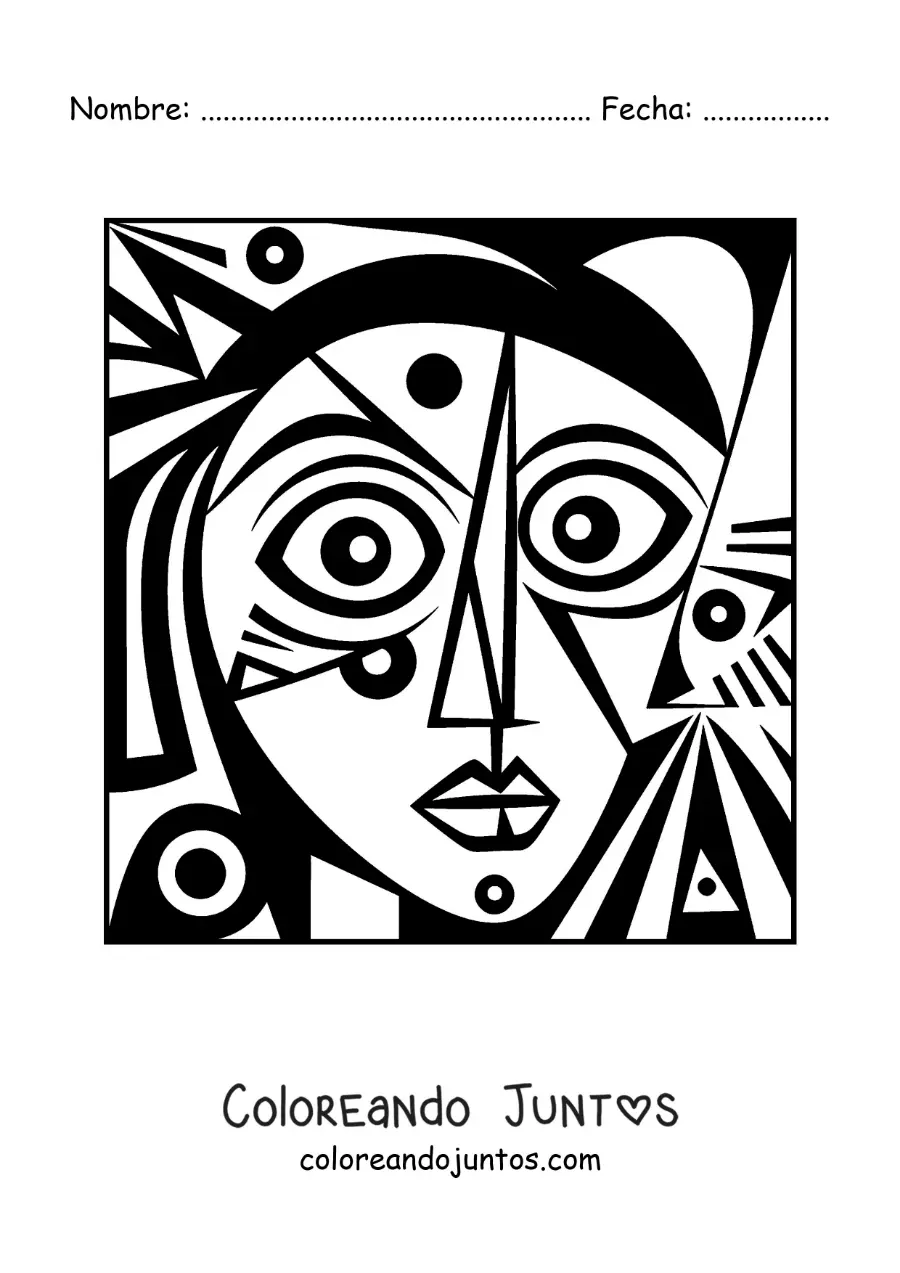 Imagen para colorear de arte al estilo de picasso para niños