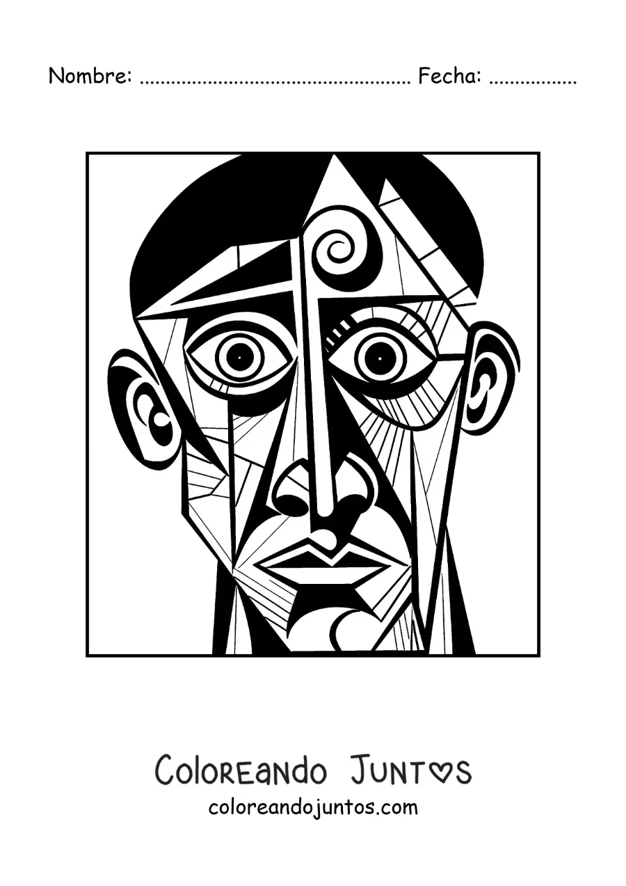 Imagen para colorear de cuadro inspirado en picasso