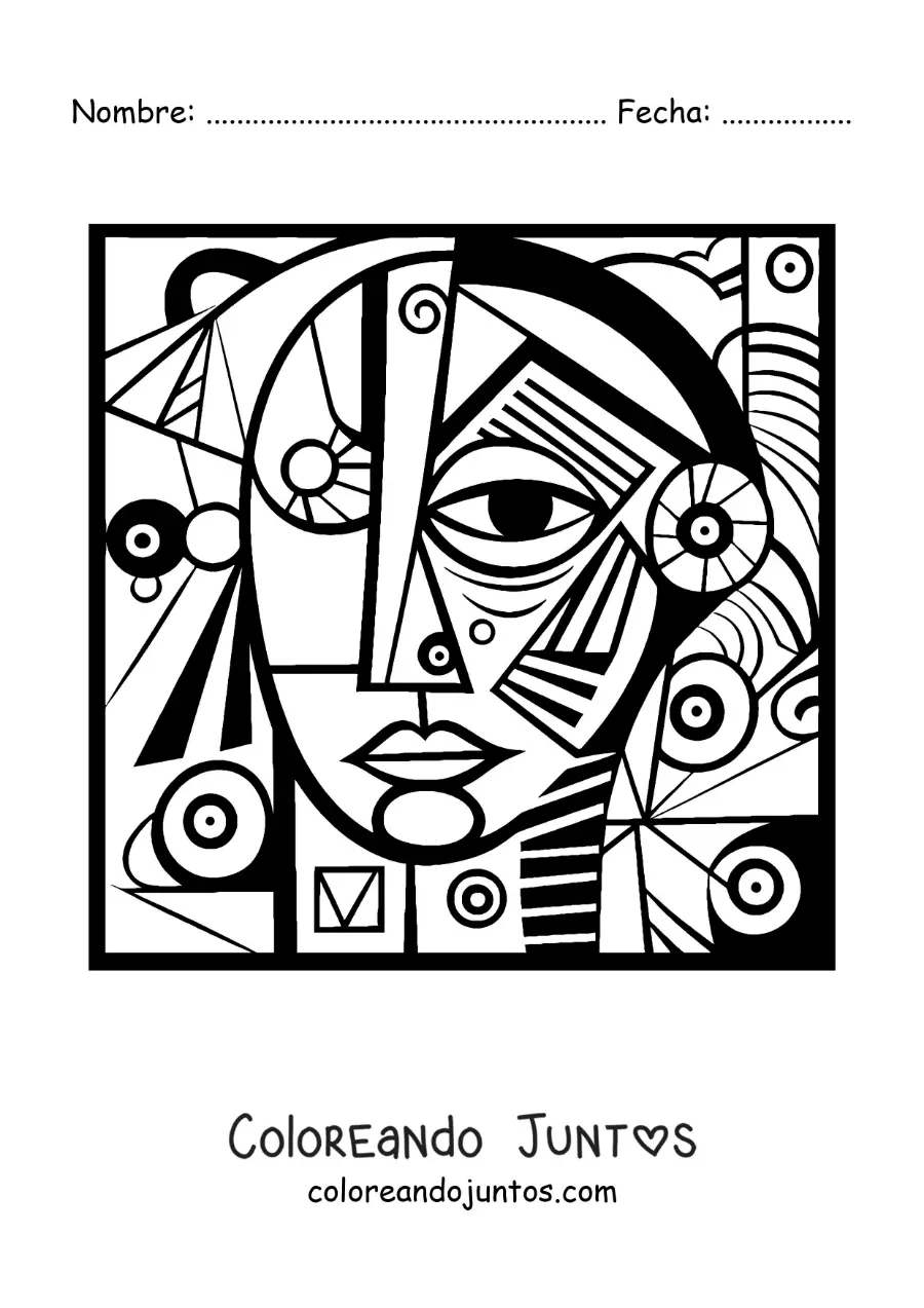 Imagen para colorear de pintura inspirada en picasso para niños