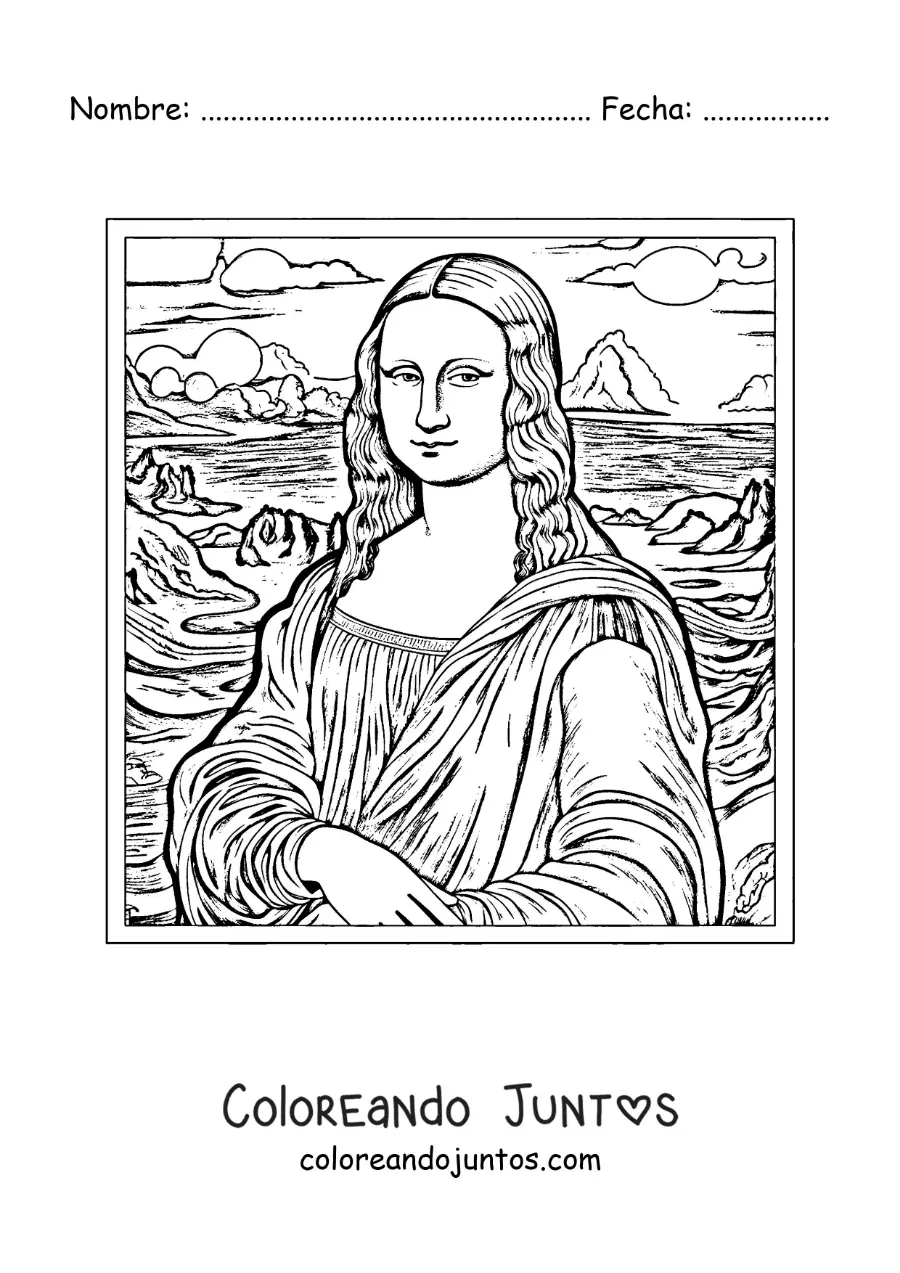 Imagen para colorear de mona lisa de leonardo da vinci
