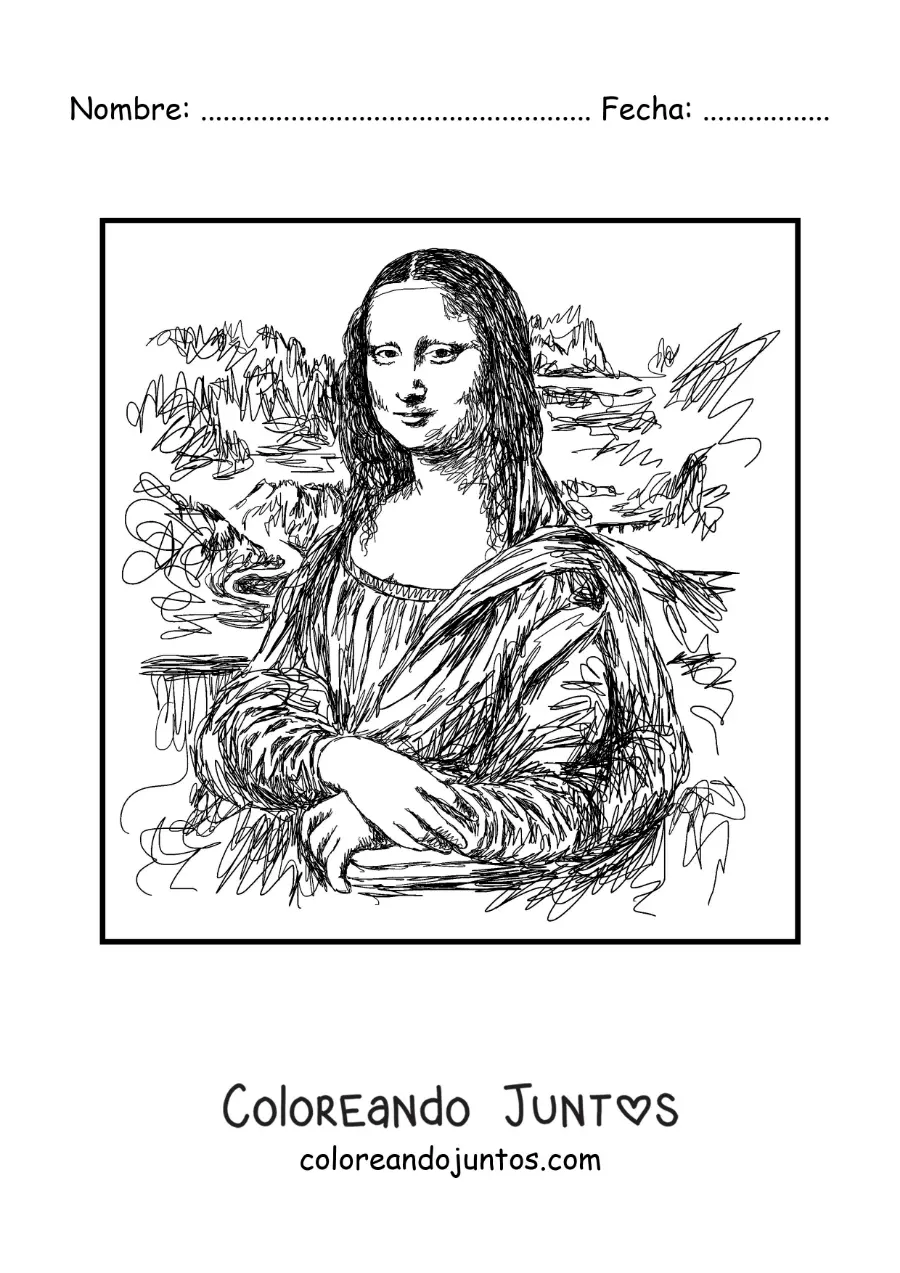 Imagen para colorear de la gioconda de leonardo da vinci